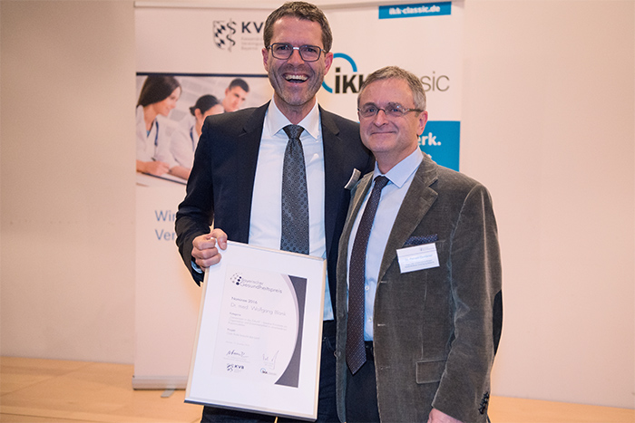Preisträger Dr. Wolfgang Blank und Dr. Gerald Quitterer, Präsident der bayerischen Landesärztekammer Preisträger Dr. Wolfgang Blank und Dr. Gerald Quitterer, Präsident der bayerischen Landesärztekammer, Foto: KVB